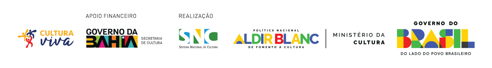 Logos de apoio do Movimento Irun - Secult-BA, PNAB, Governo da Bahia, Ministério da Cultura, Cultura Viva