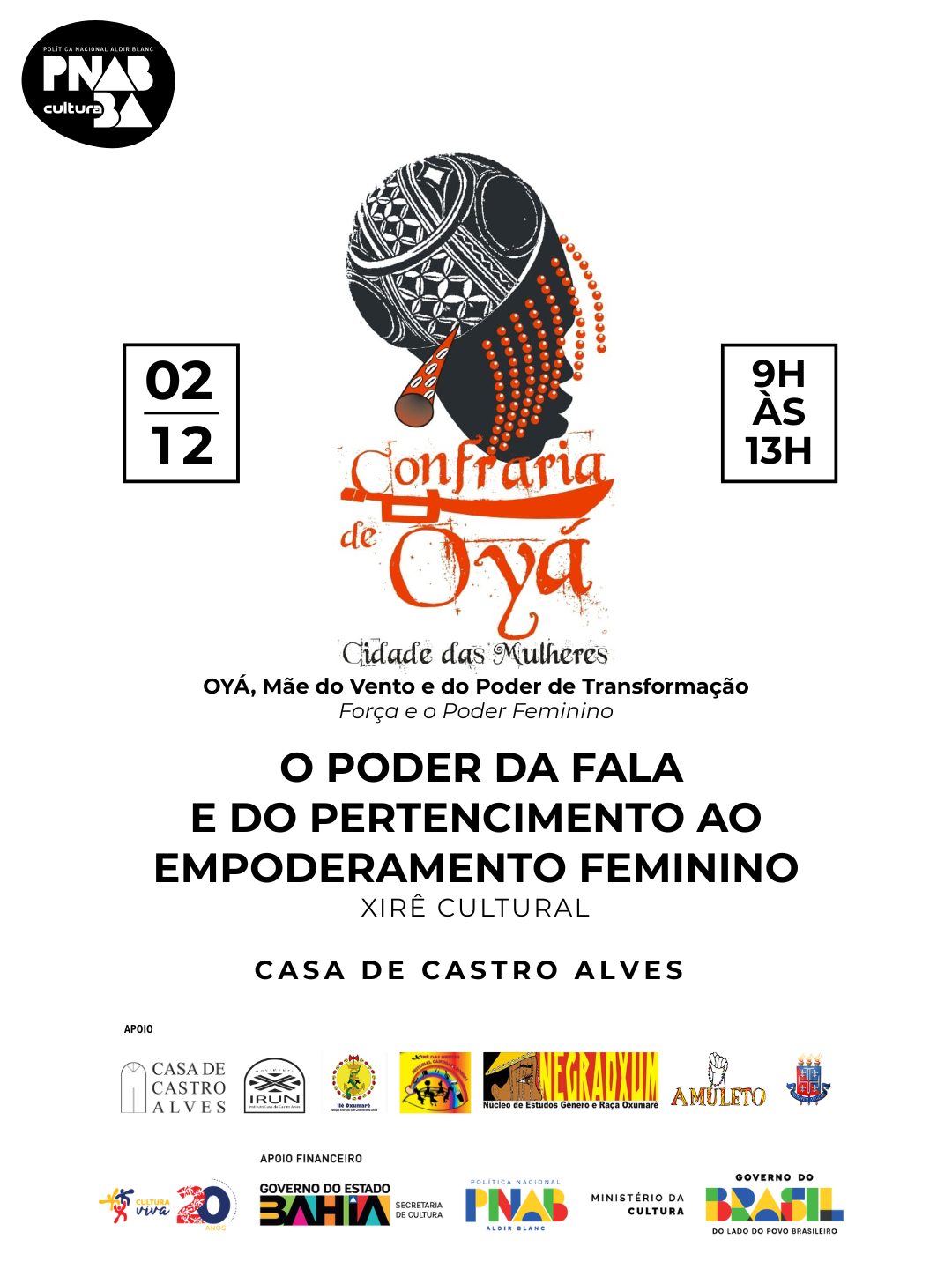 Cartaz oficial - Confraria de Oyá — Oyá, Mãe do Vento e do Poder de Transformação
